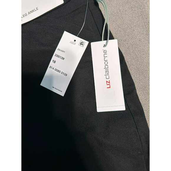 Liz Claiborne 18 April Black Flat Front Pull On Slim Leg Ankle - Picture 6 of 7